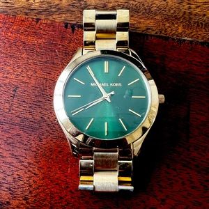 Gold and Green Michael Kors watch